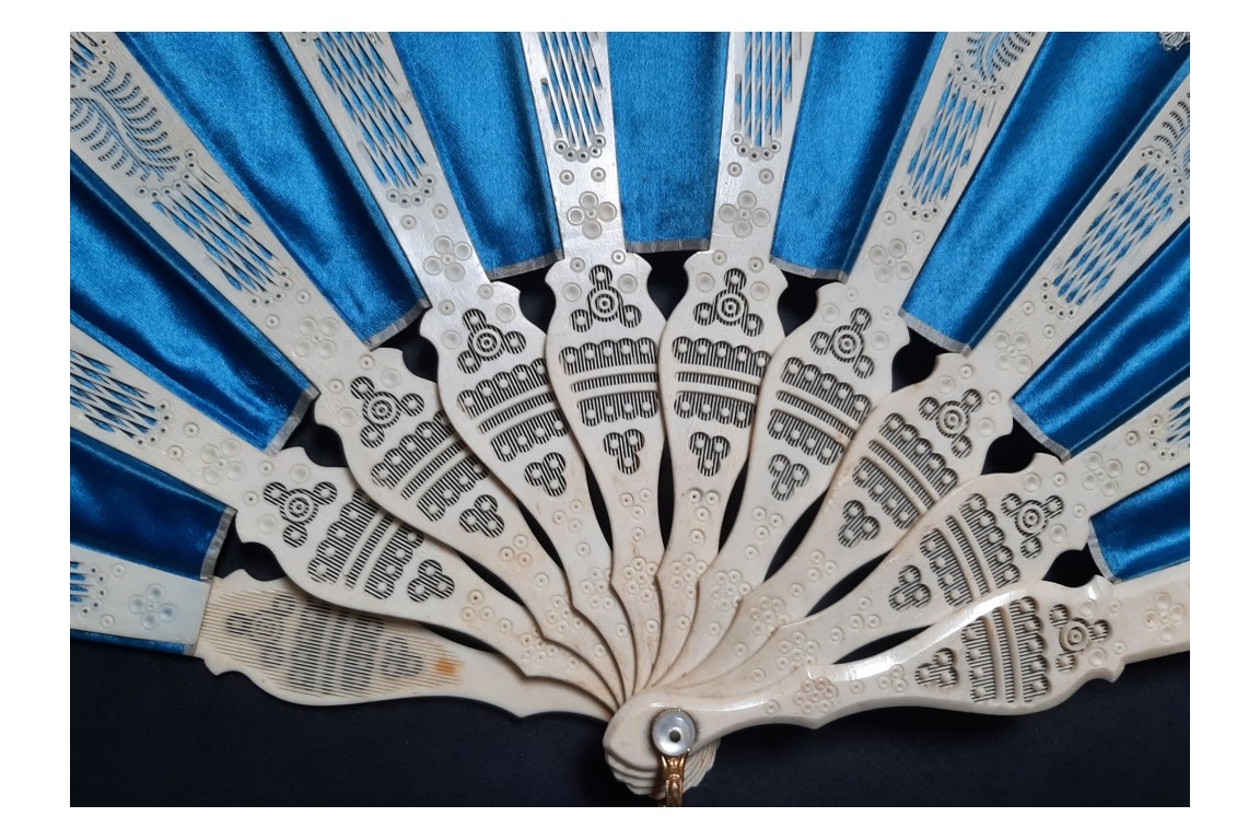 Sultane blue fan, circa 1870-1900