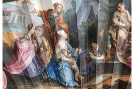 La famille de darius implorant la clémence d'Alexandre Le Grand, éventail vers 1740-50