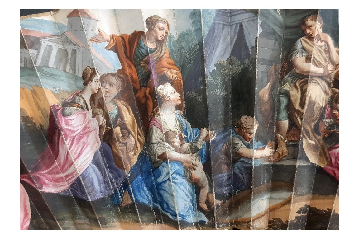 La famille de darius implorant la clémence d'Alexandre Le Grand, éventail vers 1740-50