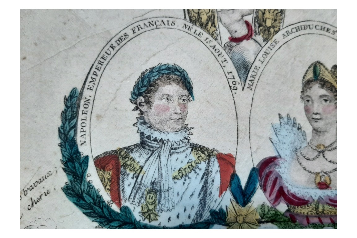 Napoléon et Marie-Louise, feuille d'éventail vers 1810