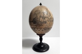 Whaling, ostrich egg, late 19th century ?