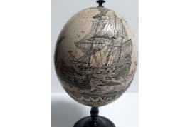 Whaling, ostrich egg, late 19th century ?