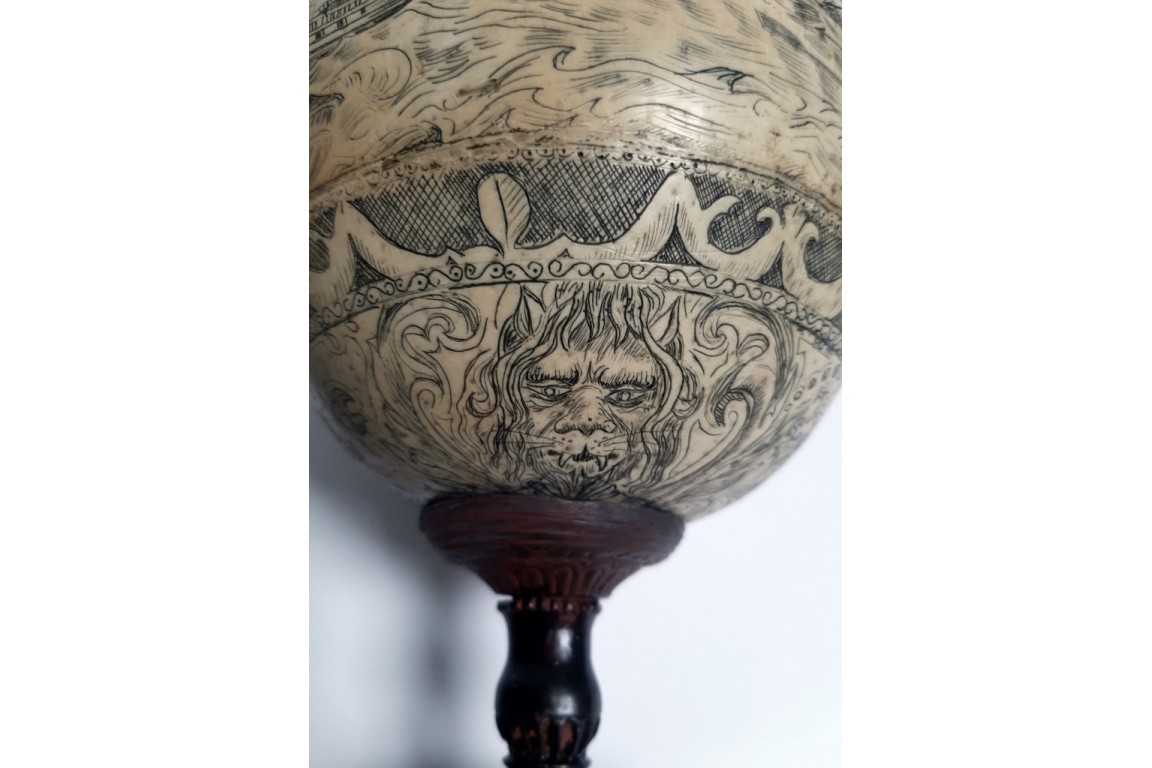 Whaling, ostrich egg, late 19th century ?