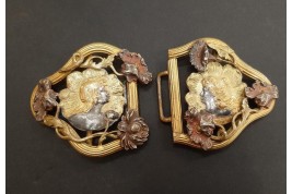 Beauties with poppies, Art Nouveau belt buckle