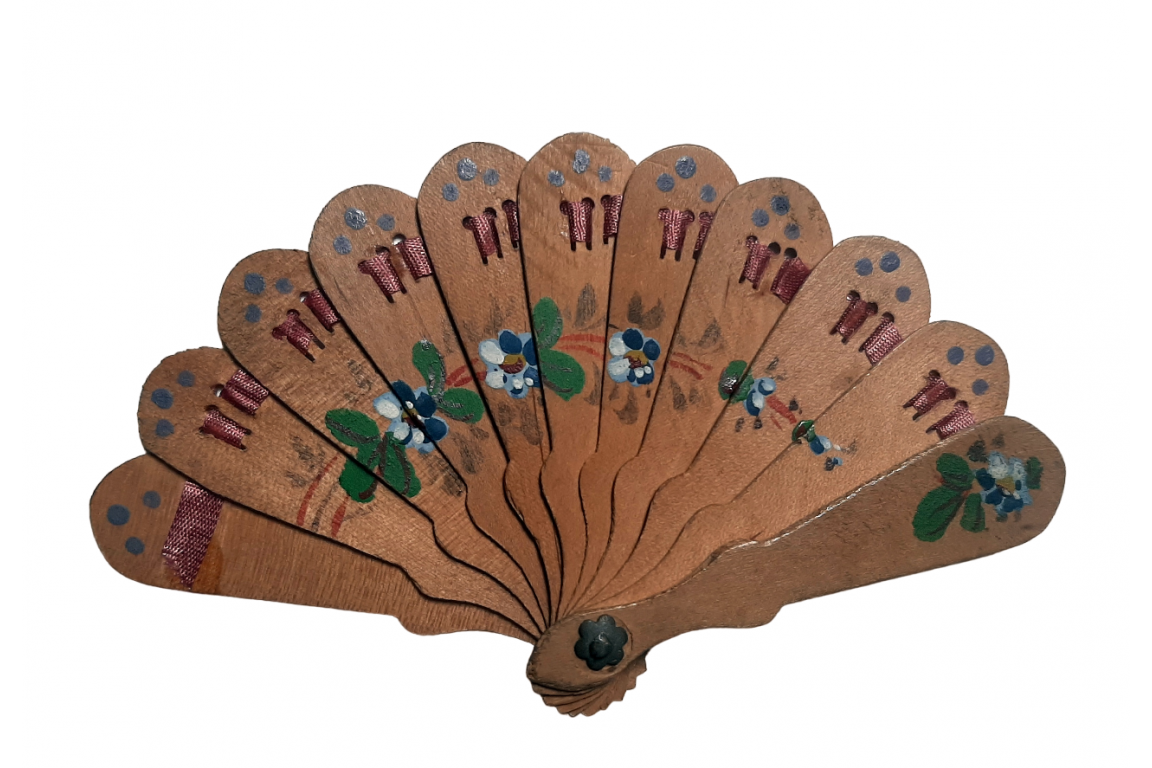 Wood, doll fan circa 1900