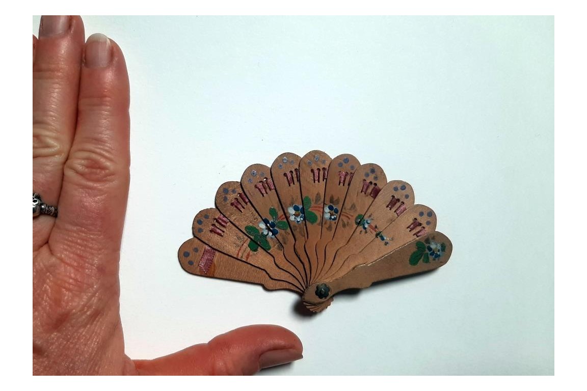 Wood, doll fan circa 1900