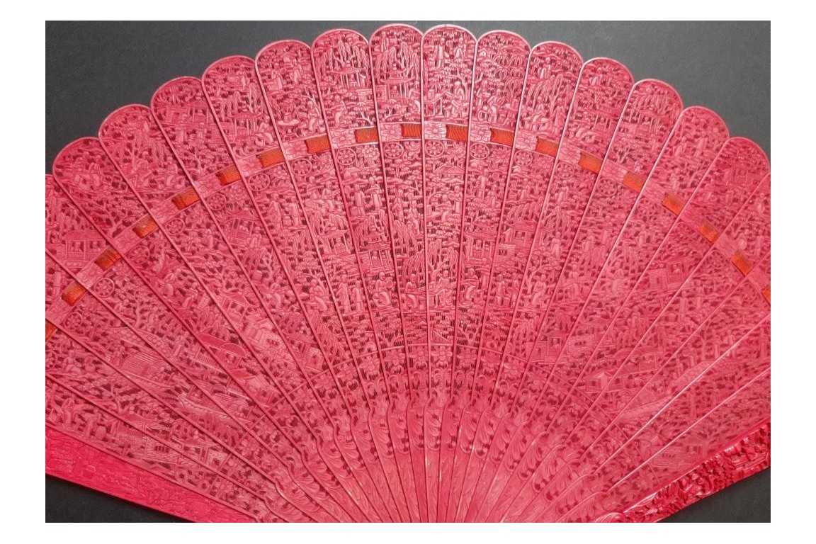 Chinese red, 19th century fan