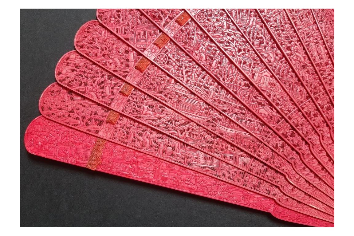 Chinese red, 19th century fan