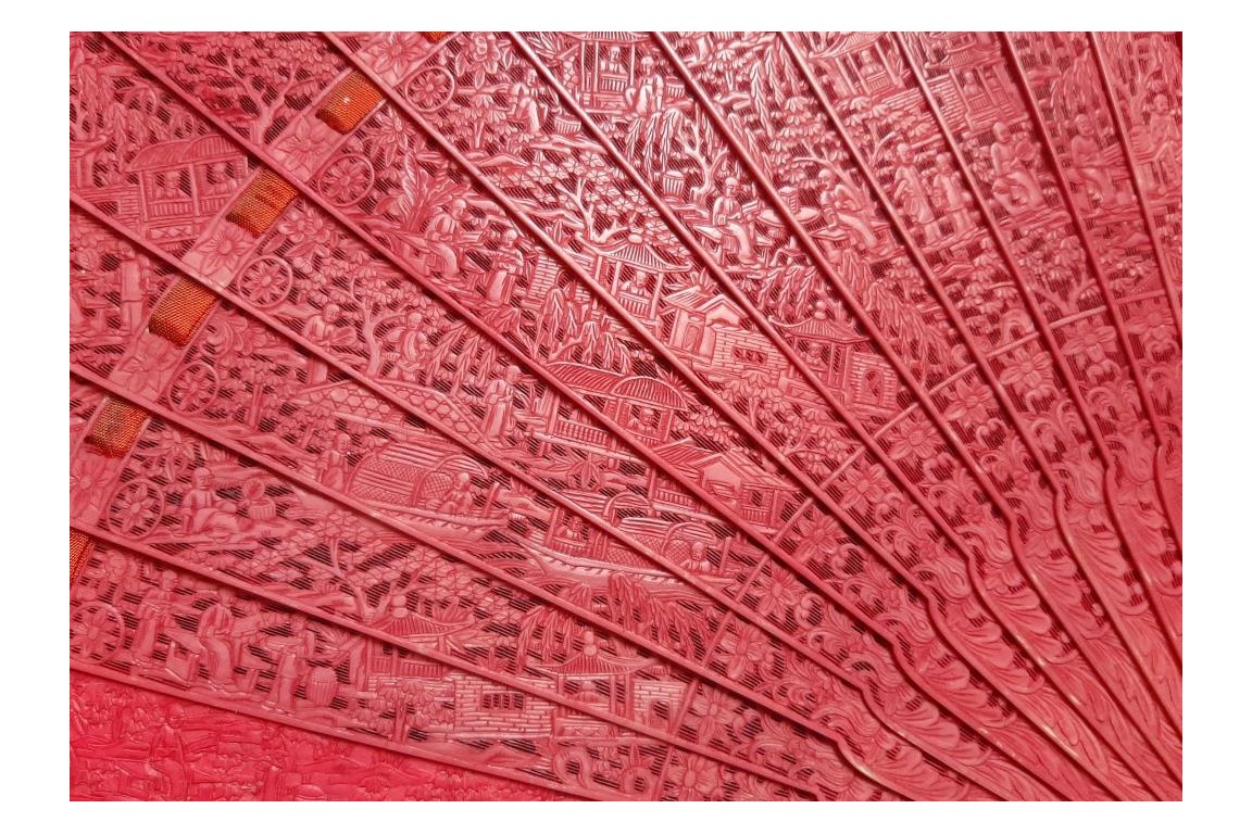 Chinese red, 19th century fan