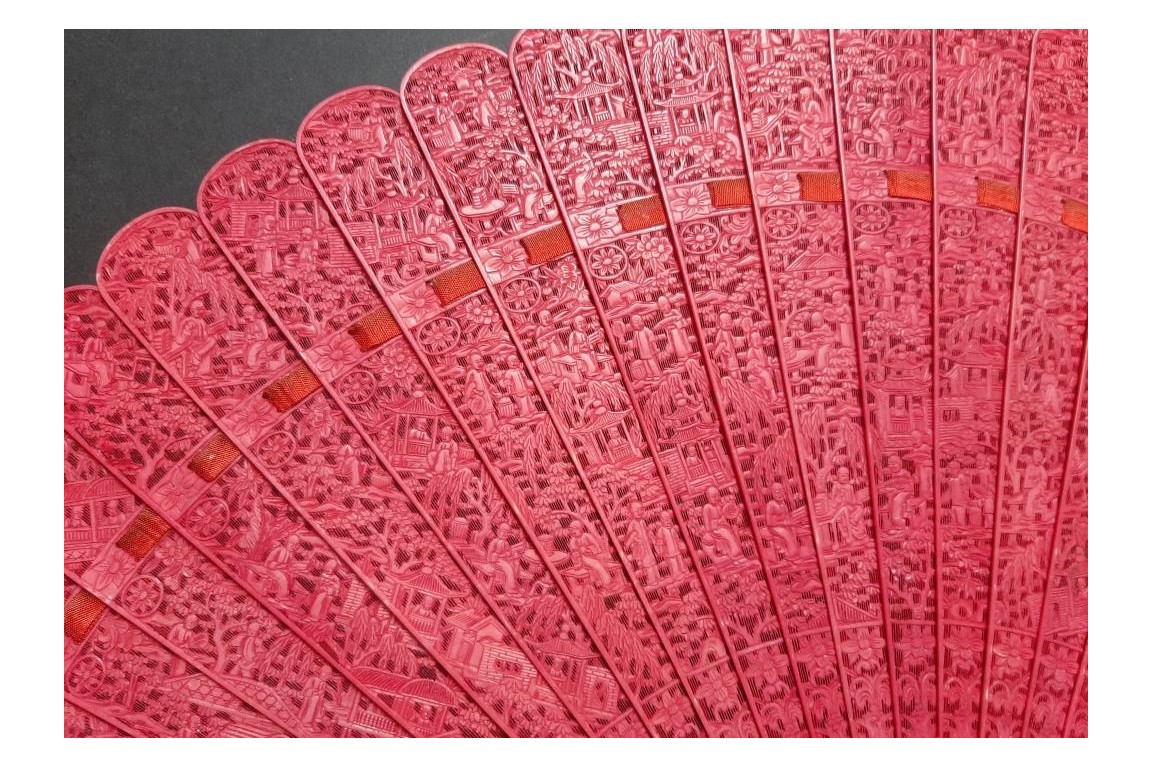 Chinese red, 19th century fan