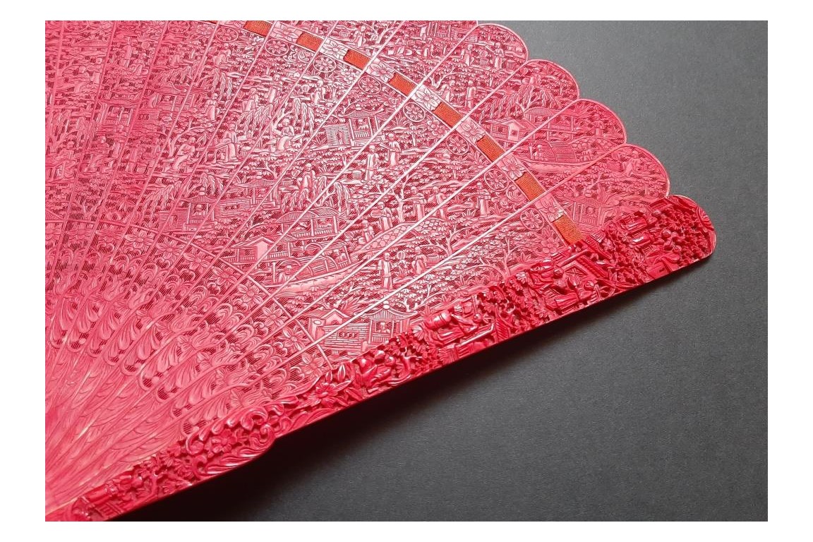 Chinese red, 19th century fan