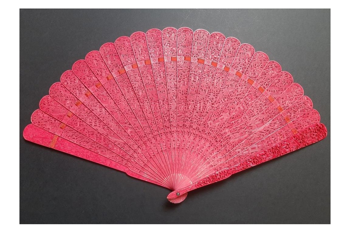 Chinese red, 19th century fan