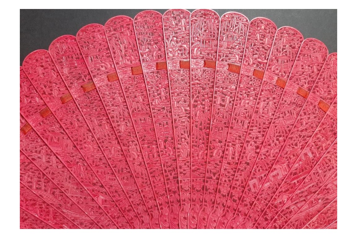 Chinese red, 19th century fan