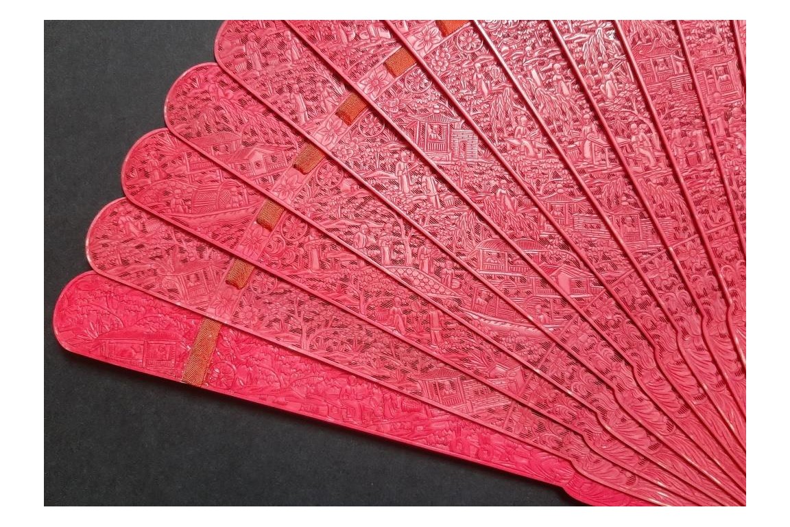 Chinese red, 19th century fan