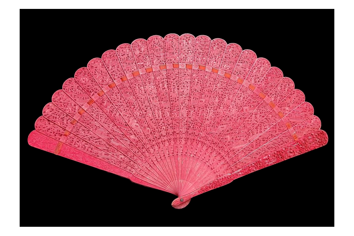 Chinese red, 19th century fan