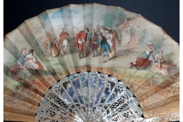 The distribution of alms, fan circa 1870-90