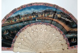 Trade in the port of Macau, Chinese fan circa 1850