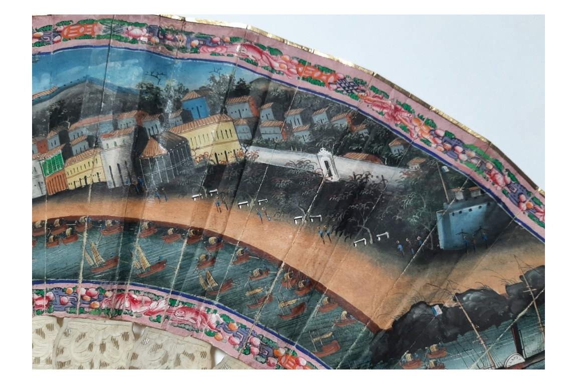 Trade in the port of Macau, Chinese fan circa 1850