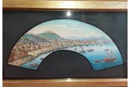 Napoli from Posillipo, 19th century fan leaf