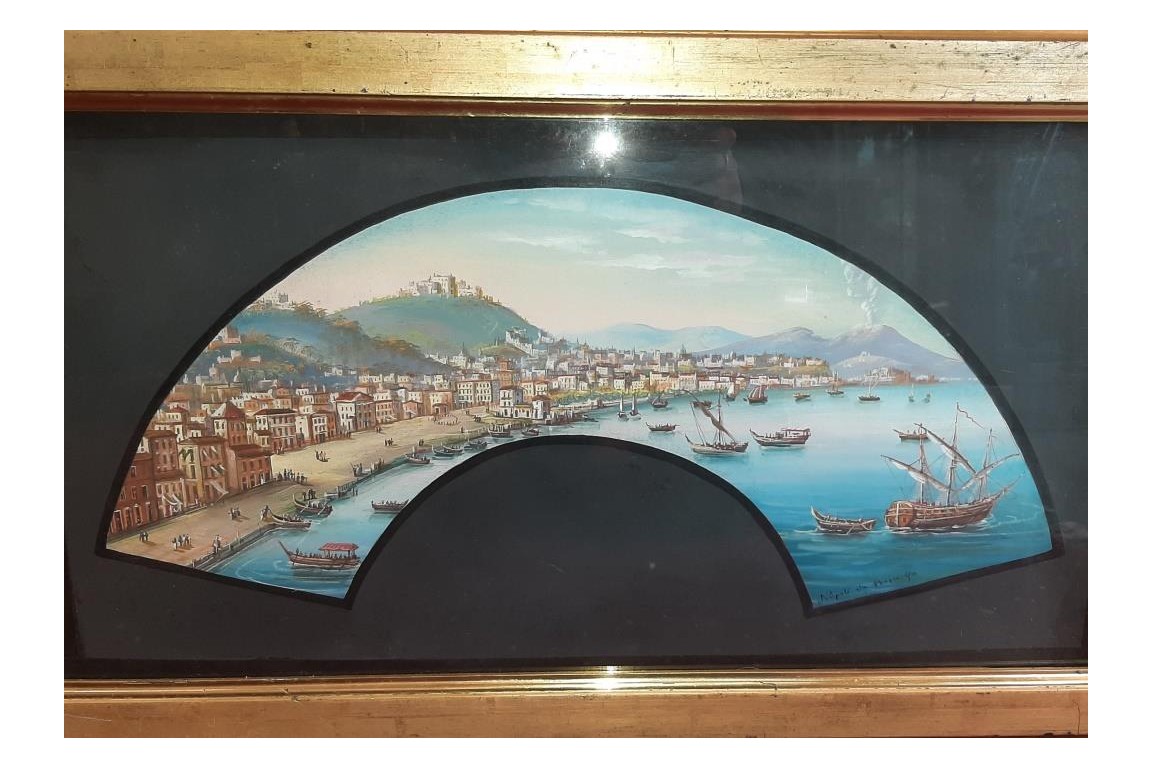 Napoli from Posillipo, 19th century fan leaf