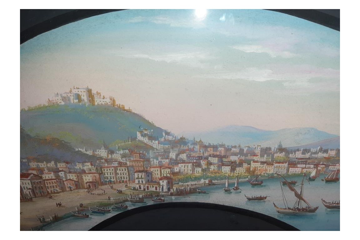 Napoli from Posillipo, 19th century fan leaf