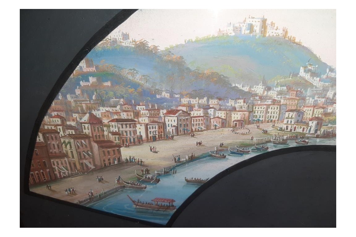 Napoli from Posillipo, 19th century fan leaf