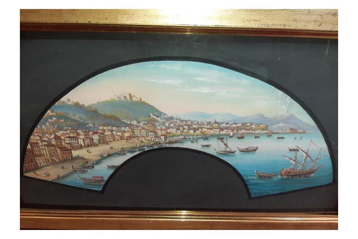 Napoli from Posillipo, 19th century fan leaf