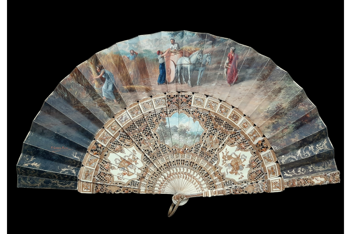 Wheat harvest time, early 20th century fan