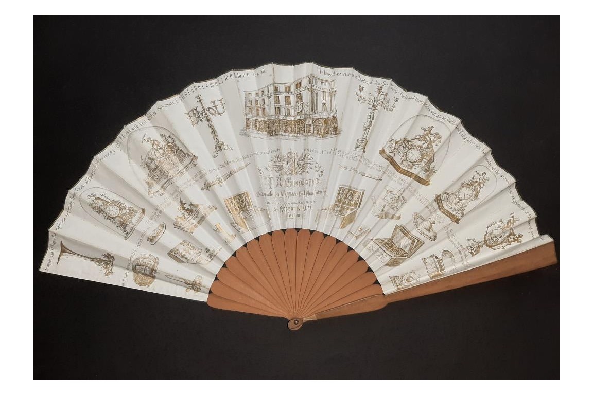 Simpson & Co clocks, advertising fan circa 1860-80