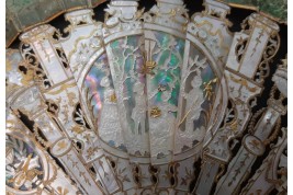 The game of trictrac  and the hot-air balloon of love, fan circa 1860-80