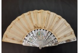 The game of trictrac  and the hot-air balloon of love, fan circa 1860-80