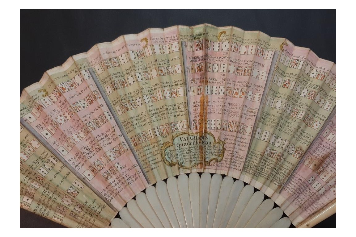 Vaughan's Quadrille Fan. Card game fan circa 1760-70