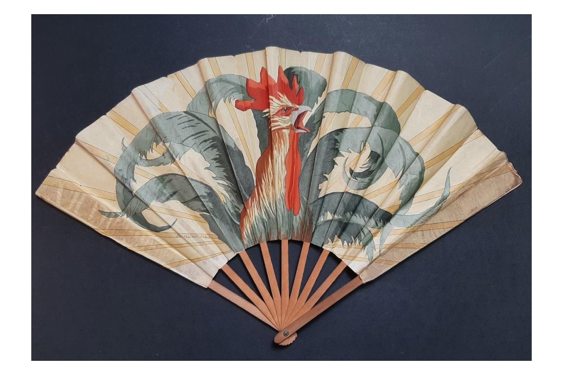 Roosters by Thomasse and Duvelleroy,  fans circa 1910