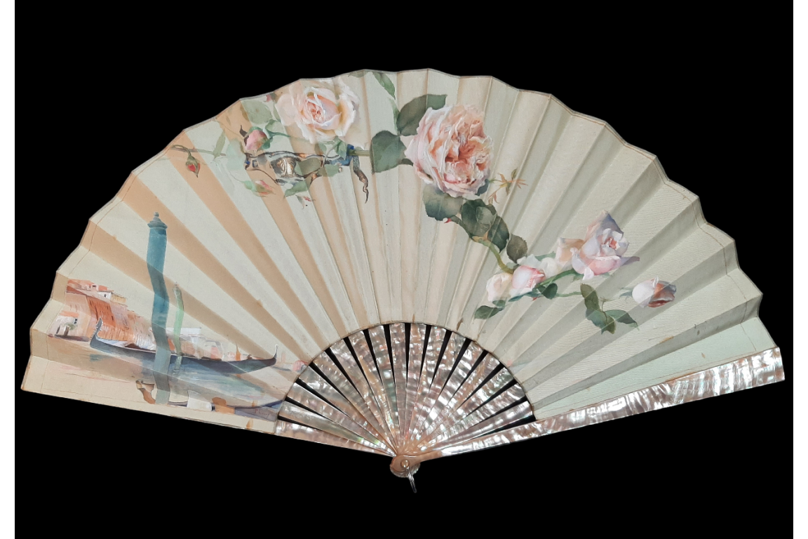 Roses of Venice, fan by Leroy, late 19th century