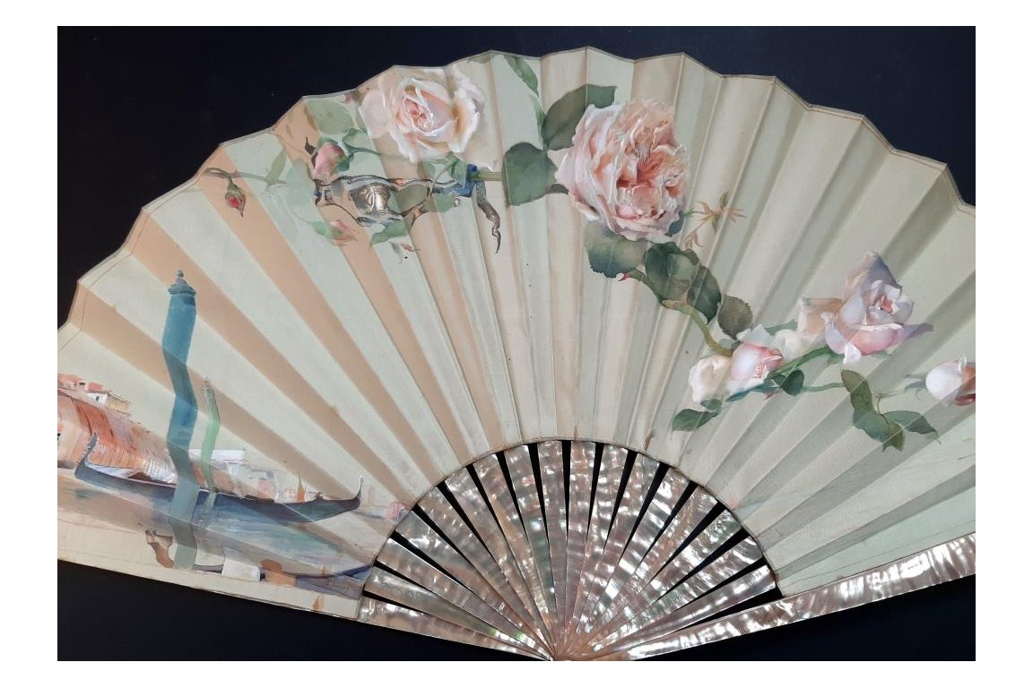 Roses of Venice, fan by Leroy, late 19th century