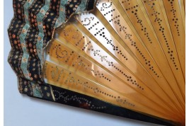 Beauty with flowers ,  fan circa 1900-1920