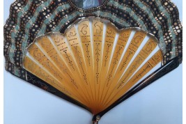 Beauty with flowers ,  fan circa 1900-1920