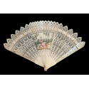 Three beautiful flowers and a tightrope walker. Four images fan circa 1820-30