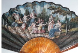 Love adorned with flowers, fan circa 1700-1720