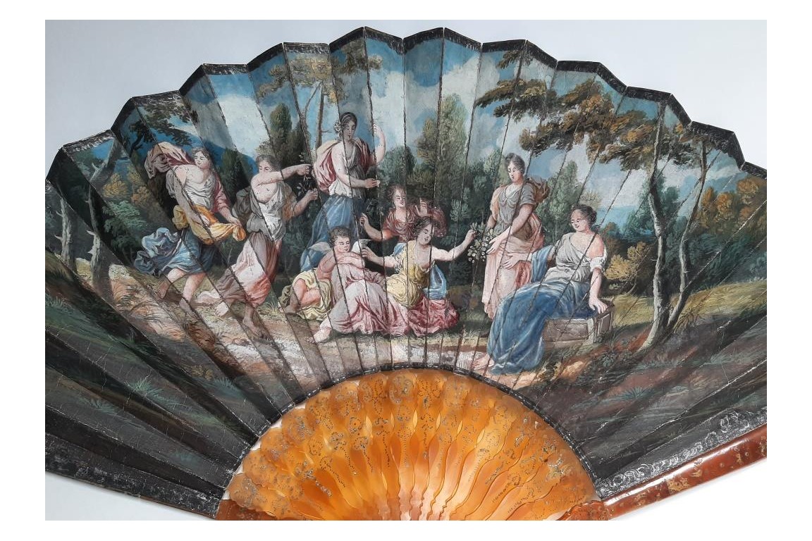 Love adorned with flowers, fan circa 1700-1720