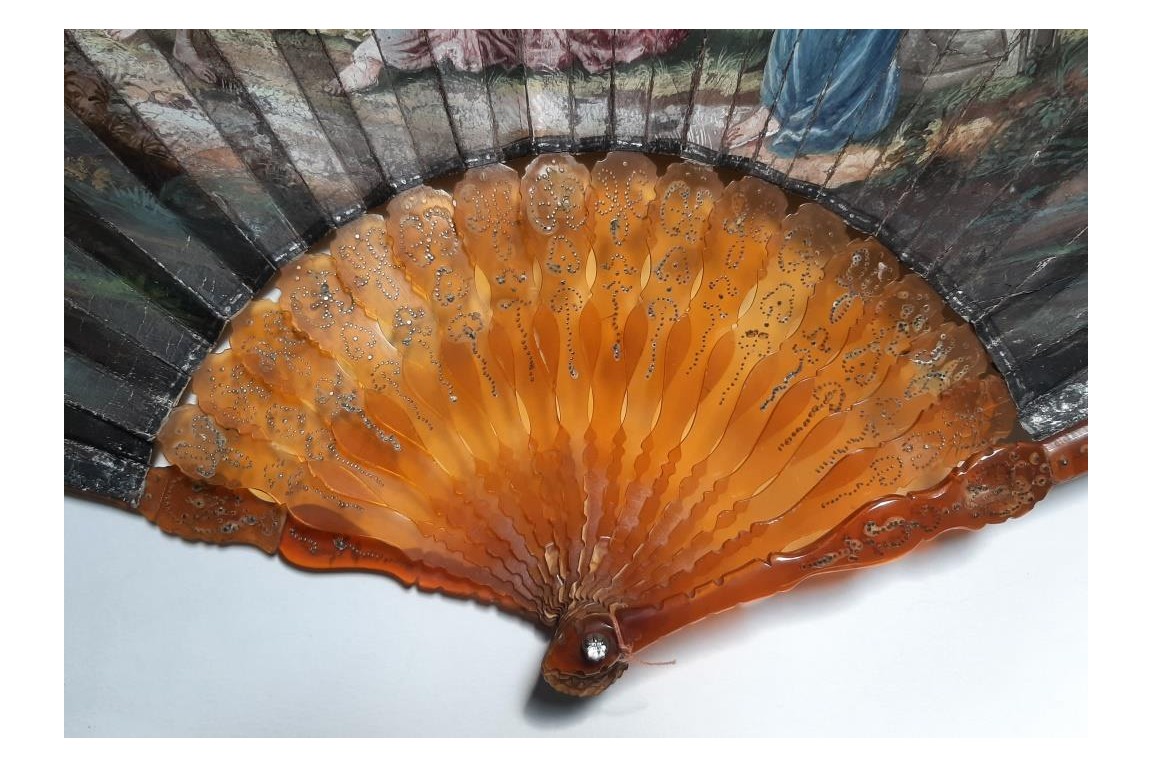 Love adorned with flowers, fan circa 1700-1720