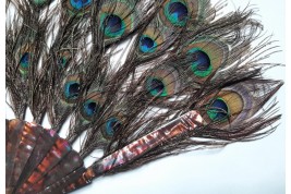 Happy peacock, fan circa 1900