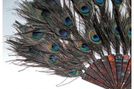 Happy peacock, fan circa 1900