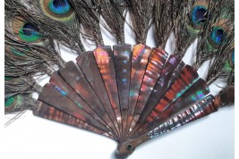 Happy peacock, fan circa 1900