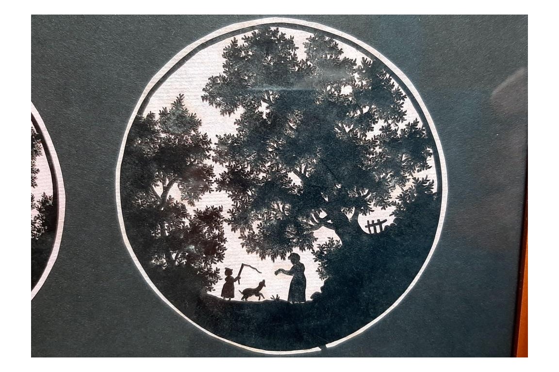 Geneva countryside in papercutting and silhouettes. Attributed to Jean Huber, 18th century