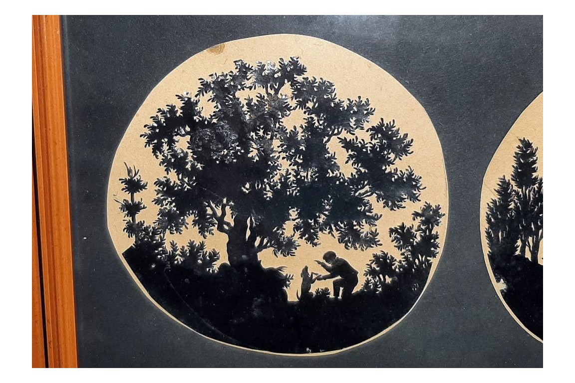 Geneva countryside in papercutting and silhouettes. Attributed to Jean Huber, 18th century