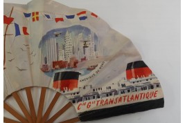 On the ocean with Compagnie Générale Transatlantique, fan and project circa 1940