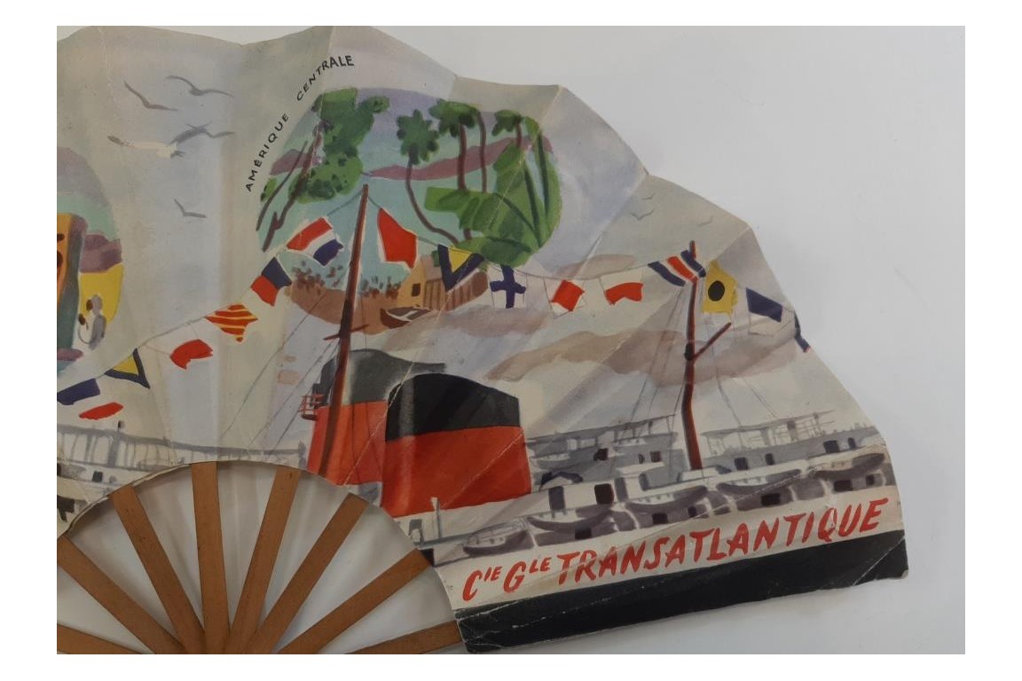 On the ocean with Compagnie Générale Transatlantique, fan and project circa 1940