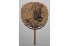 Japanese city, late 19th century fixed fan