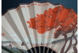 On the train to Normandy. Fan by Dorival for the Chemins de fer de l'État. Circa 1911